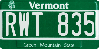 VT license plate RWT835