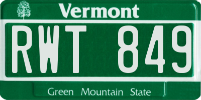 VT license plate RWT849