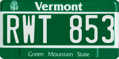 VT license plate RWT853