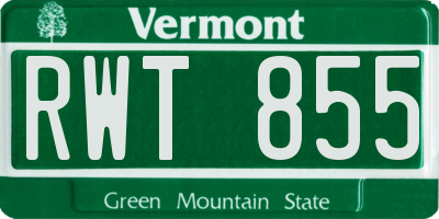 VT license plate RWT855