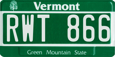 VT license plate RWT866