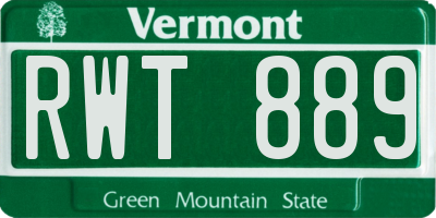 VT license plate RWT889