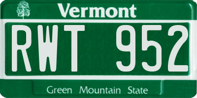 VT license plate RWT952