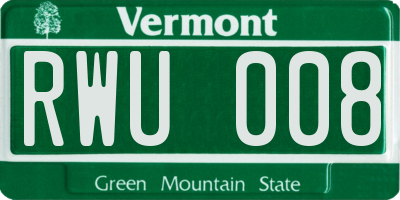VT license plate RWU008