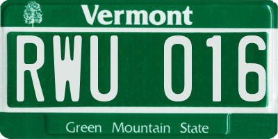 VT license plate RWU016