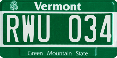 VT license plate RWU034