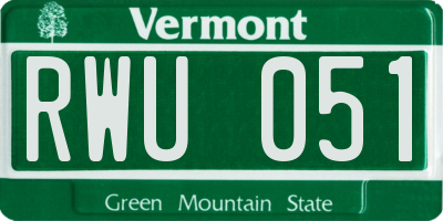 VT license plate RWU051