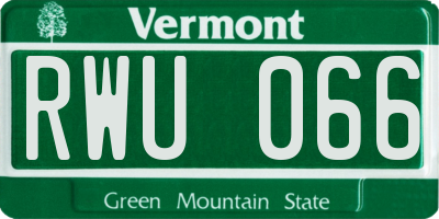 VT license plate RWU066