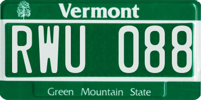VT license plate RWU088