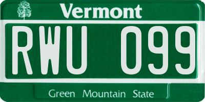 VT license plate RWU099