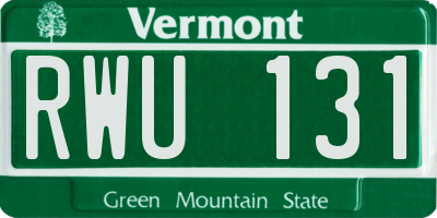 VT license plate RWU131