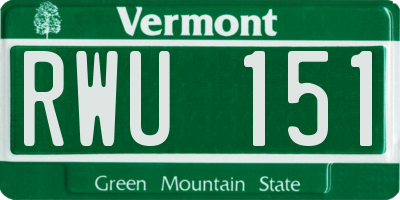 VT license plate RWU151
