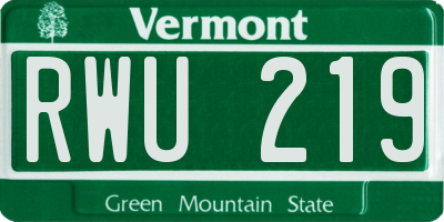 VT license plate RWU219