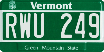 VT license plate RWU249