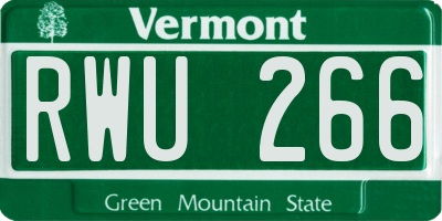 VT license plate RWU266