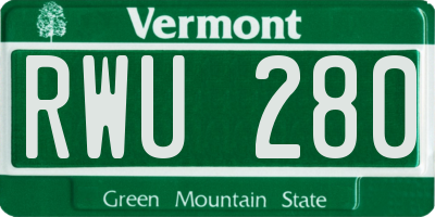 VT license plate RWU280