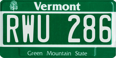 VT license plate RWU286