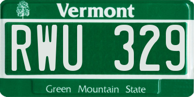 VT license plate RWU329