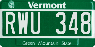 VT license plate RWU348