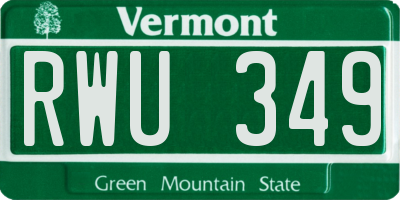 VT license plate RWU349