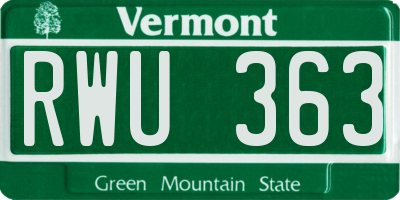VT license plate RWU363