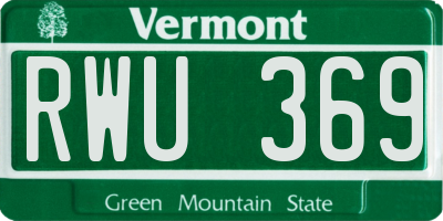 VT license plate RWU369