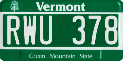 VT license plate RWU378