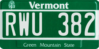 VT license plate RWU382