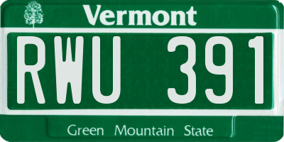 VT license plate RWU391