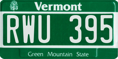 VT license plate RWU395