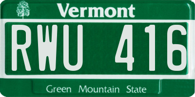 VT license plate RWU416