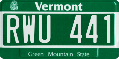 VT license plate RWU441