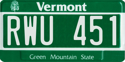 VT license plate RWU451