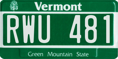 VT license plate RWU481