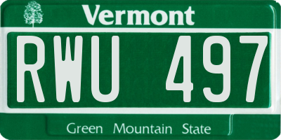 VT license plate RWU497