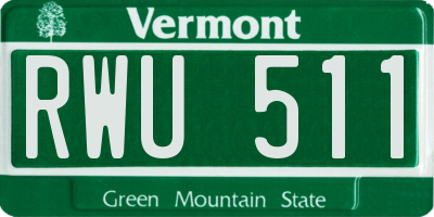 VT license plate RWU511