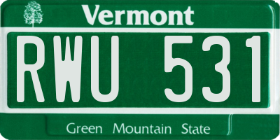 VT license plate RWU531
