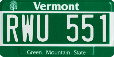 VT license plate RWU551
