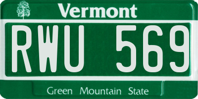 VT license plate RWU569