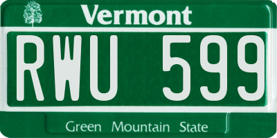VT license plate RWU599