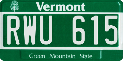 VT license plate RWU615