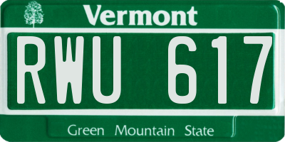 VT license plate RWU617