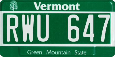 VT license plate RWU647