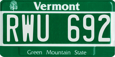 VT license plate RWU692