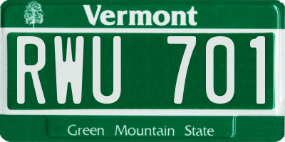 VT license plate RWU701