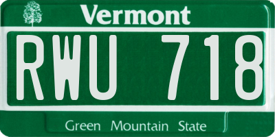 VT license plate RWU718
