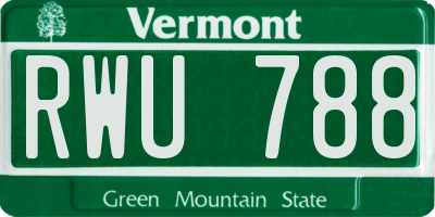 VT license plate RWU788