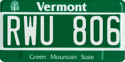 VT license plate RWU806