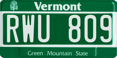 VT license plate RWU809