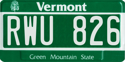VT license plate RWU826